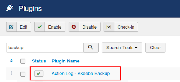 akeeba backup extensions manage