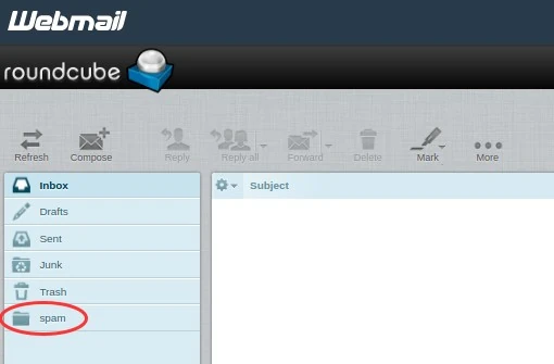 webmail spam folder