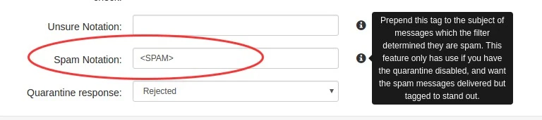spamexperts filter settings quarantine not active mark spam