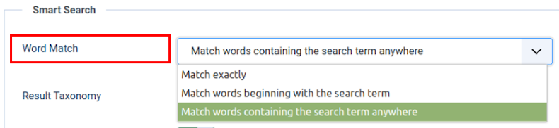 smart search word match