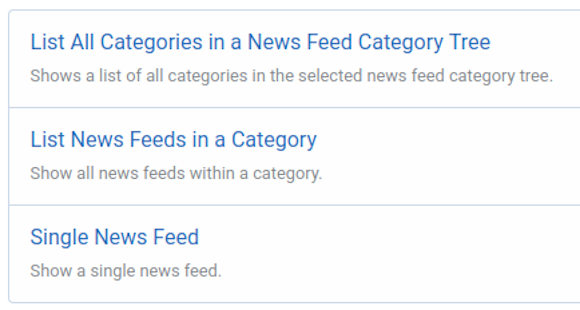menu items 4 news feeds