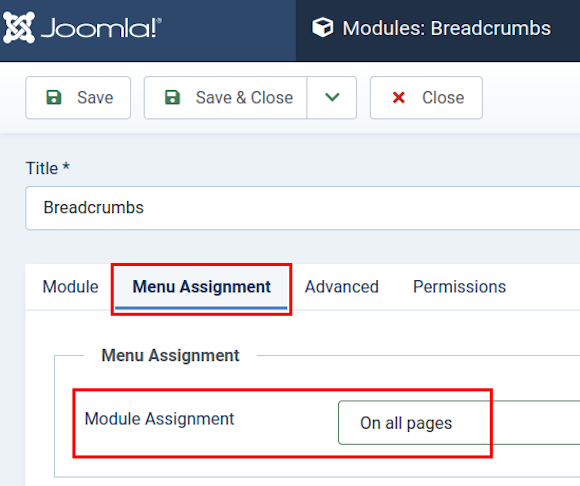 modules breadcrumbs menu assignment