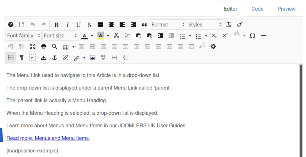 JCE Editor - Top