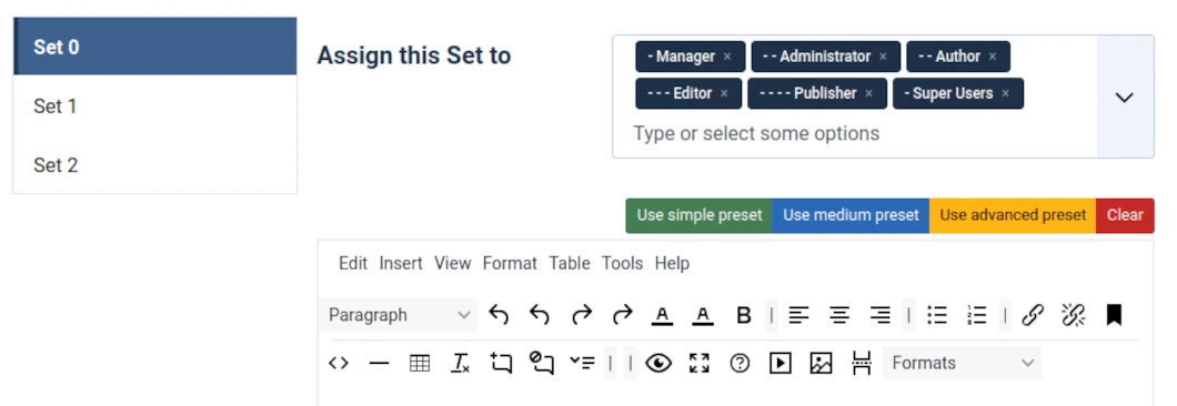 TinyMCE Editor Profiles