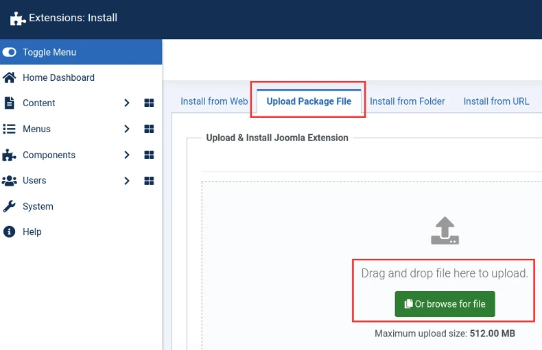 extensions install upload