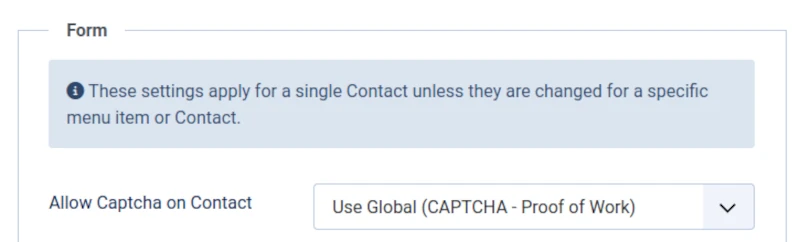 plugins captcha contacts options