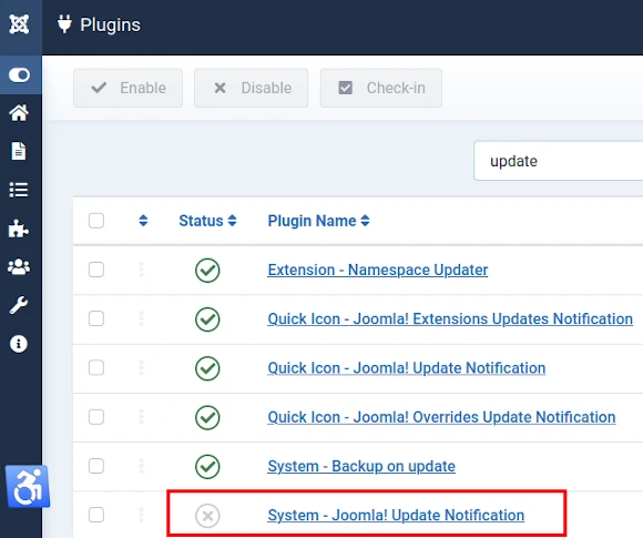 plugins joomla update notification
