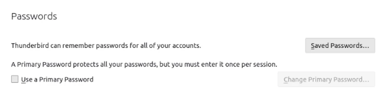 thunderbird 2 passwords