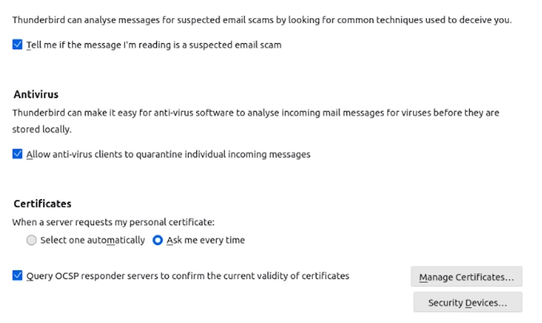 thunderbird 5 security 2