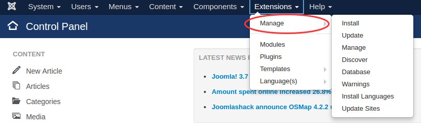 extensions manage